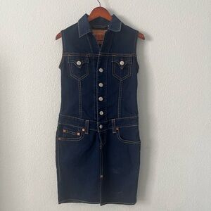 Vintage Levi’s Type 1 Dark Denim Jean‎ Dress Medium Mini Above Knee